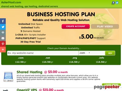 SHARED WEB HOSTING, VPS HOSTING, DEDICATED SERVERS, CHEAP WEB HOSTING - ASTERHOST.COM